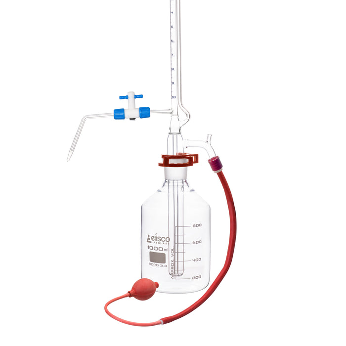 Automatic Zero Burette, 10ml - Class A - 29/32 Joint Size - 0.03±ml Tolerance, 0.05ml Sub. Divisions - 1000ml Reservoir Capacity - Eisco Labs