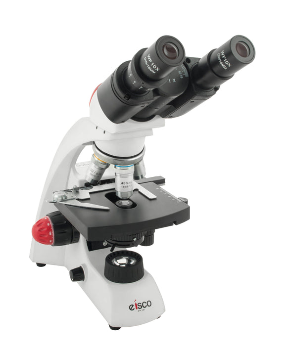 Premium Advanced Binocular Microscope, 360 Degree Rotatable Head, Color Coded DIN Objectives, Fine Adjustment Knobs (0.002mm Graduations) - Eisco Labs