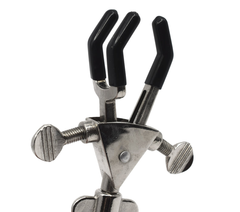Universal Retort Clamp - 3 Vinyl Coated Prongs, Double Adjustable