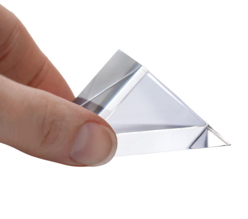 Right Angled Prism - 55mm Length, 38mm Hypotenuse - 90 x 45 x 45 Degree Angles - Acrylic