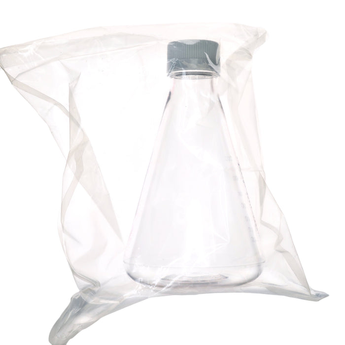 Eisco - Pack of 1, 1L Sterile PETG Erlenmeyer Flask, Non-Vented, Flat Bottom, Lab-Grade, Gamma Sterilized, USP Class VI, Ideal for Cell Culture, Biopharmaceutical Processing, Chemical Storage