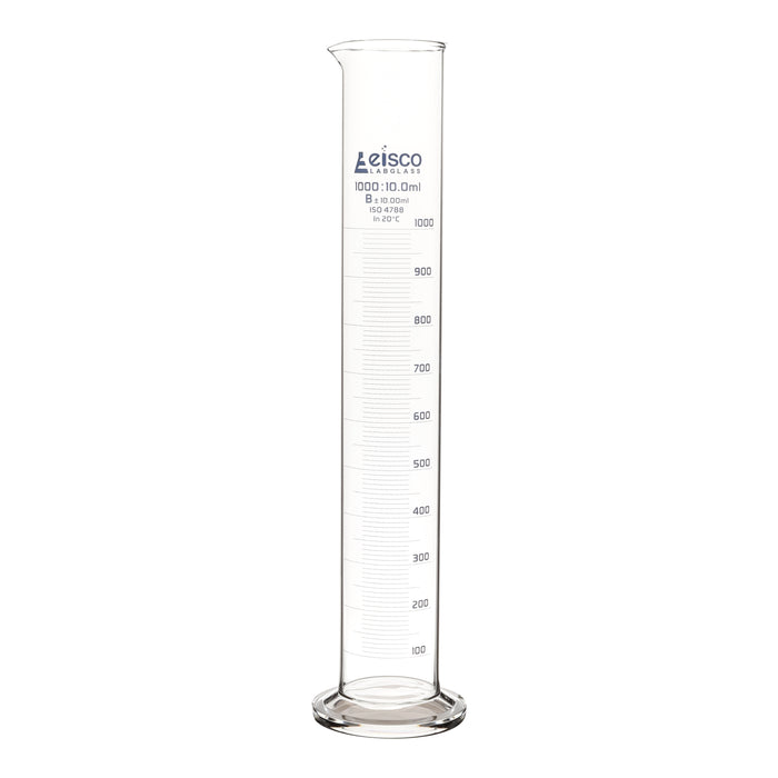 Graduated Cylinder, 1000ml - Class B - Blue Graduations, Round Base