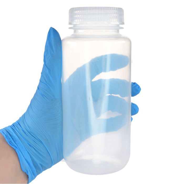 Eisco - Bulk Pack of 125, 500mL Wide Mouth Polypropylene Reagent Bottles with Polypropylene Caps, Non-Sterile, Autoclavable, Laboratory Containers, 0-135°C Temperature Range