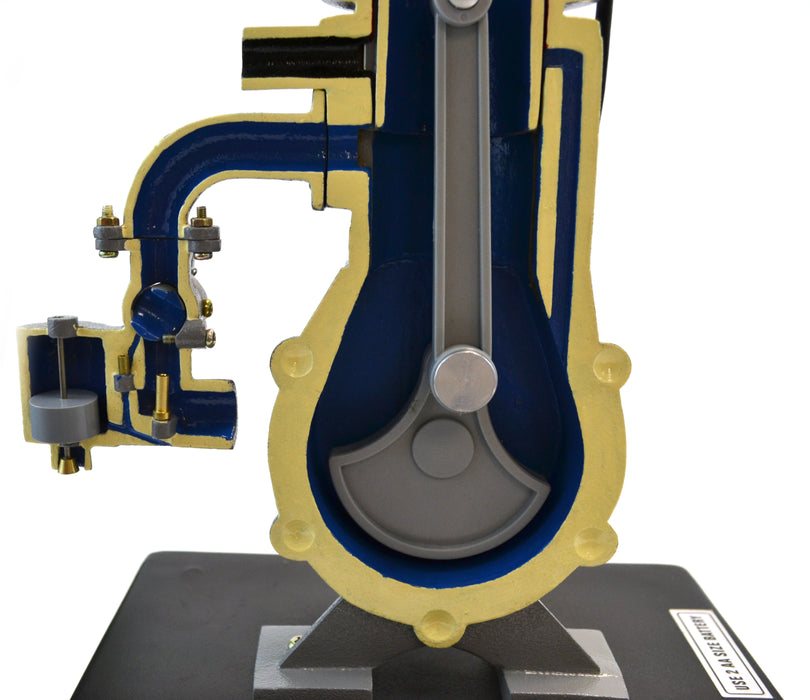 2 Stroke Gasoline Hand Crank Engine Model with Actuating Movable Parts to Demonstrate Engine Basics - 14" Tall - Eisco Labs