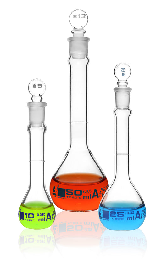 Eisco Labs - Flacone volumetrico, 10 ml, classe A, ASTM, tolleranza ±0,020 ml, tappo in vetro, singolo e bianco Eisco Labs - Flacone volumetrico, 10 ml, classe A, ASTM, tolleranza ±0,020 ml, tappo in vetro, singolo e bianco