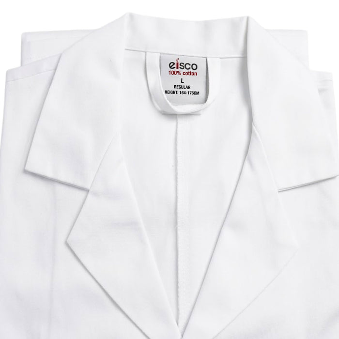 Eisco Adult Large Professional Grade 100% Cotton Lab Coat, 10 Pack – Snap Front Laboratory Coat, 3 Pockets, Machine Washable, White