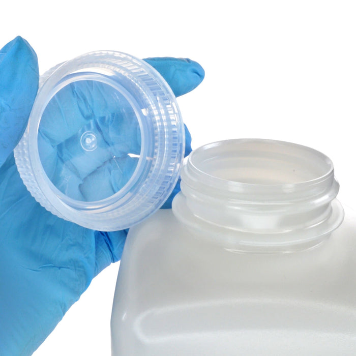 Eisco - Pack of 12, 1L Square HDPE Reagent Bottles with Wide Mouth Polypropylene Caps, Translucent, Non-Sterile, Chemical Resistant, Leak-Proof, -100°C to 120°C, Ideal for Lab and Industrial Use