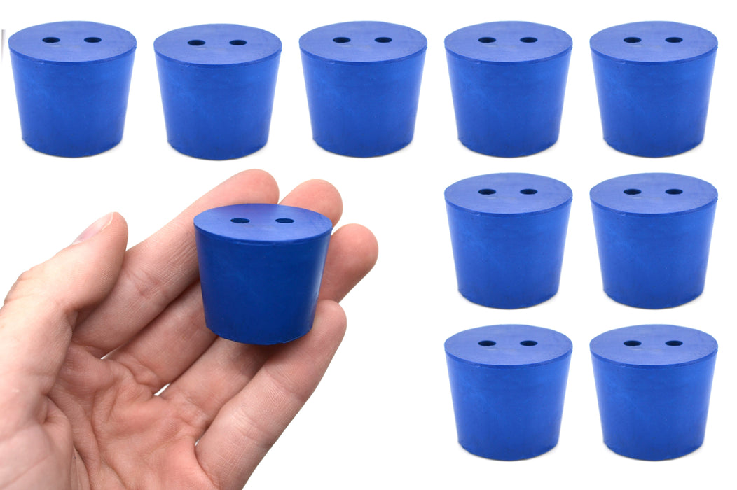 10PK Neoprene Stoppers, 2 Holes - ASTM - Size #6 - 26mm Bottom, 32mm Top, 25mm Length