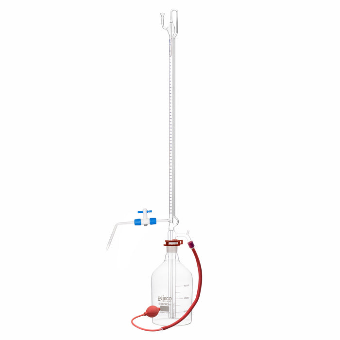 Automatic Zero Burette, 50ml - Class B - 34/35 Joint Size - 0.10±ml Tolerance, 0.10ml Sub. Divisions - 2000ml Reservoir Capacity - Eisco Labs
