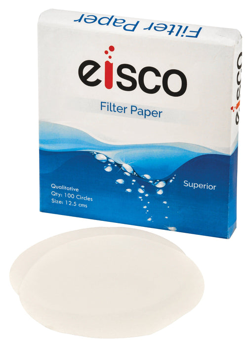 Eisco Labs Premium Qualitative Filter Paper, 12.5cm Dia., Medium Speed (85 gsm), 10? (10 micron) Pore Size - Pack of 100