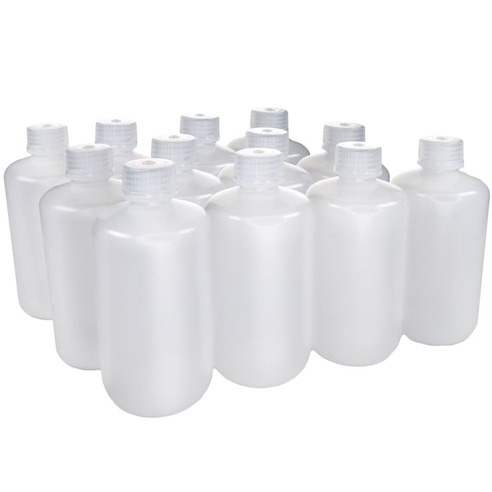 Eisco - Pack of 12, 250mL Narrow Mouth LDPE Translucent Reagent Bottles with Polypropylene Caps, Non-Sterile, Leak-Proof, Chemical Resistant Laboratory Storage Bottles, -100 to 80°C Temperature Range