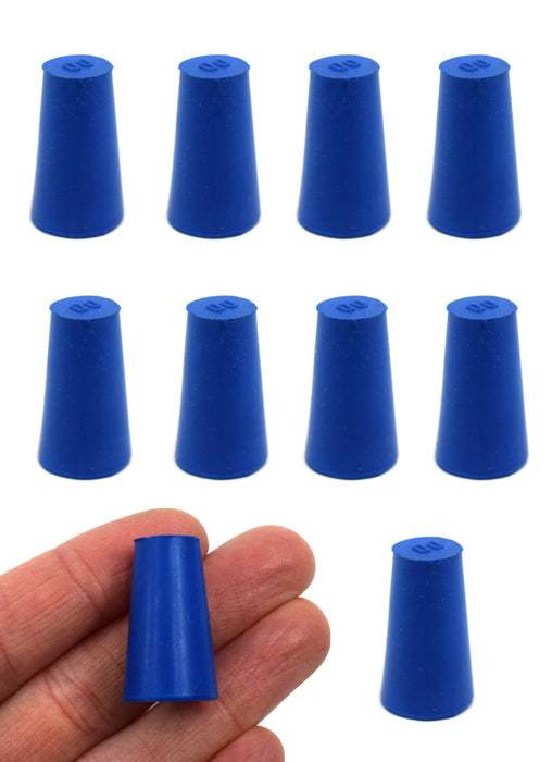 10PK Neoprene Stoppers, Solid - ASTM - Size: #00 - 10mm Bottom, 15mm Top, 25mm Length
