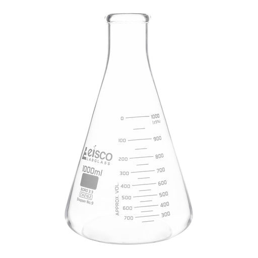 Erlenmeyer Flask, 1000mL - ASTM, Dual Graduated Scale - Borosilicate Glass
