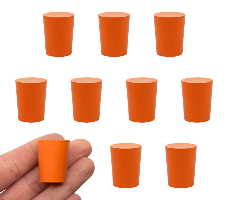 10PK Rubber Stoppers - Solid - 17mm Bottom, 20mm Top, 26mm Length