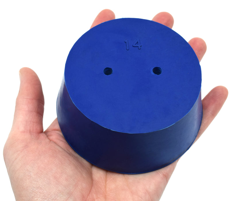 10PK Neoprene Stoppers, 2 Holes - ASTM - Size #14 - 75mm Bottom, 90mm Top, 39mm Length