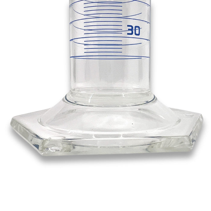 Eisco Labs - 250mL Measuring Cylinder - Tolerance ±1.00mL - Class A Graduated Cylinder - Calibrated TC - Hexagonal Base - Blue Graduations - Batch Work Certificate QR Code - Boro 3.3 Glass