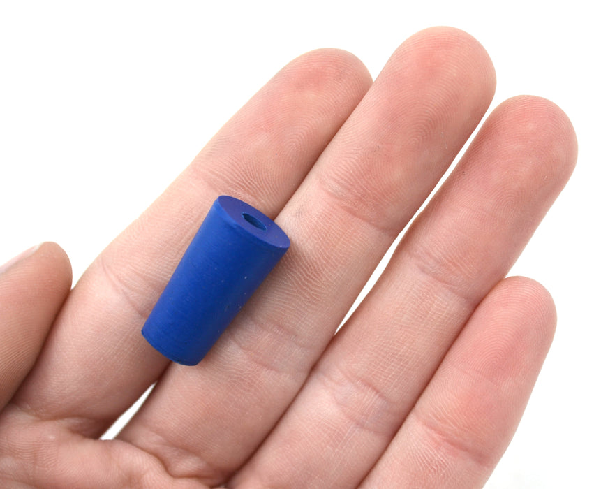 Neoprene Stoppers, 1 Hole - Blue - Size: 9mm Bottom, 11.5mm Top, 20mm Length - Pack of 10