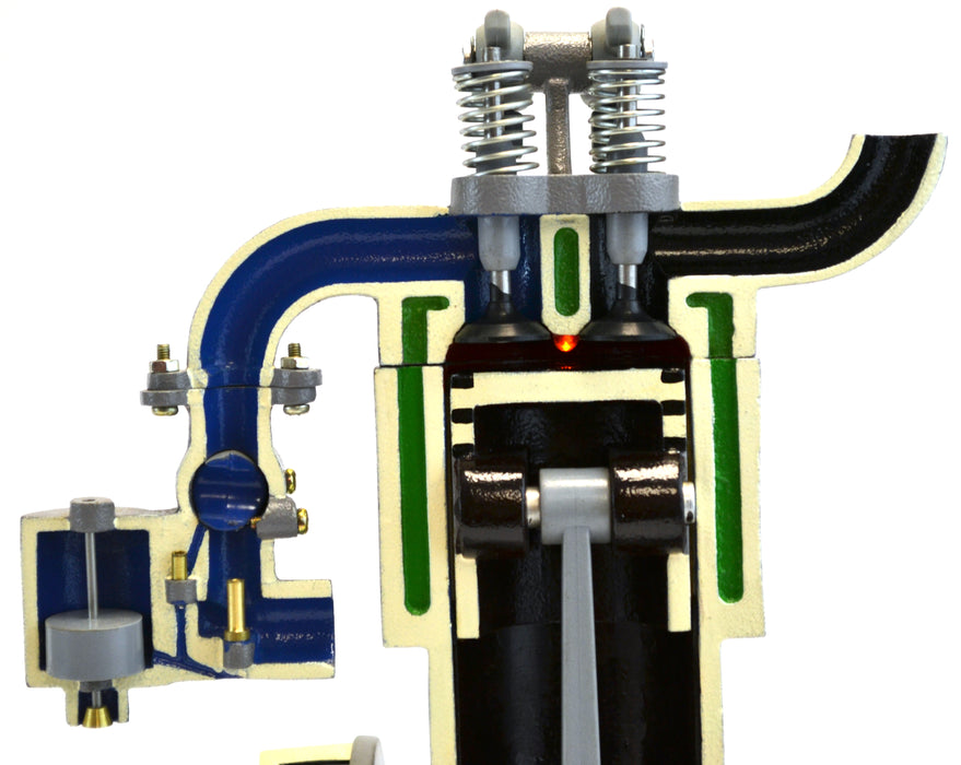 4 Stroke Gasoline Hand Crank Engine Model with Actuating Movable Parts to Demonstrate Engine Basics - 13.75" Tall - Eisco Labs