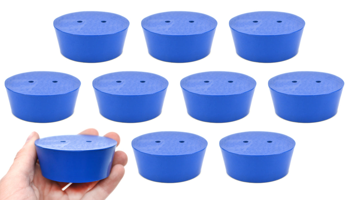 10PK Neoprene Stoppers, 2 Holes - ASTM - Size #12 - 54mm Bottom, 64mm Top, 25mm Length