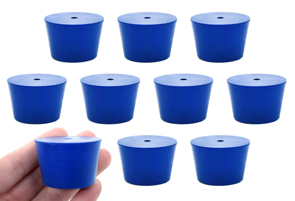 10PK Neoprene Stoppers, 1 Hole - ASTM - Size: #7.5 - 31mm Bottom, 39mm Top, 25mm Length