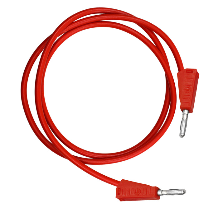 Connecting Leads, 4mm Stackable Plugs on Both Ends - Nickel Plated Split Hollow Pins - 11.8" (300mm) Flexible Wire - Red Color - Eisco Labs