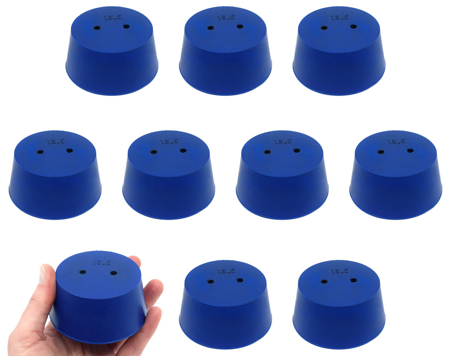 10PK Neoprene Stoppers, 2 Holes - ASTM - Size #13.5 - 62mm Bottom, 75mm Top, 35mm Length
