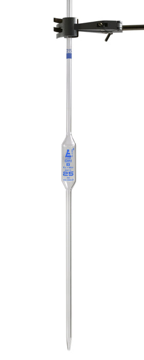 Bulb Form Pipette, 25ml - Class B, Tolerance ±0.060 - Blue Graduations - Color Code, Blue - Borosilicate Glass - Eisco Labs
