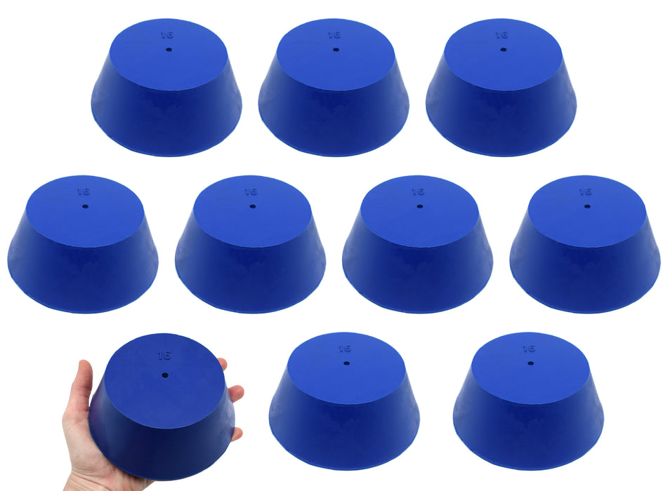 10PK Neoprene Stoppers, 1 Hole - ASTM - Size: #16 - 90mm Bottom, 127mm Top, 50mm Length