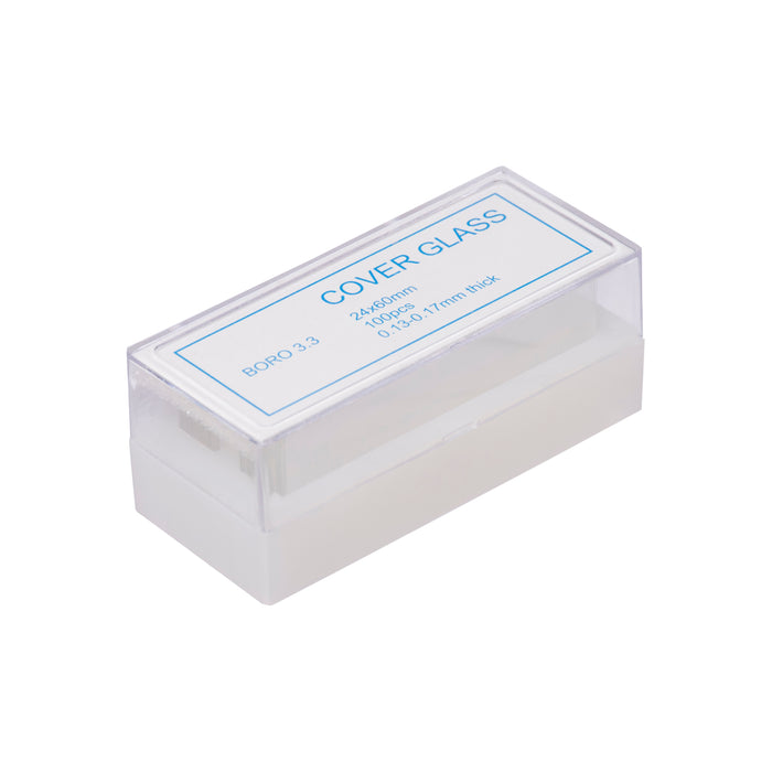 100pcs Premium Glass Coverslips, Rectangular 24x60mm - Thickness 0.13-0.17mm - Borosilicate Cover Glasses for Microscope Slides