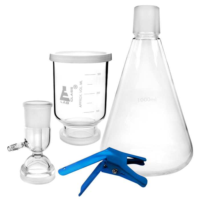 Filtration Assembly - 1000ml Flask, 300ml Funnel, 47mm Vacuum Base with Sintered Disk and 47mm Clamp - Eisco Labs