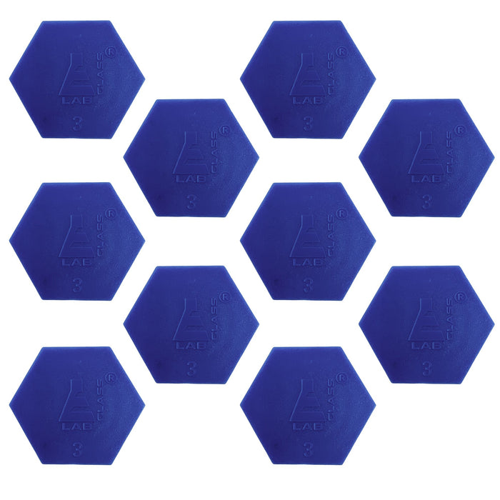 Eisco Labs - Pack of 10 Plastic Snap Caps for 50mL Volumetric Flask, Size No. 3, Compatible with Eisco Labs CH0444A Volumetric Flasks, Secure Airtight Seal for Solution Preparation and Storage in Laboratory Settings