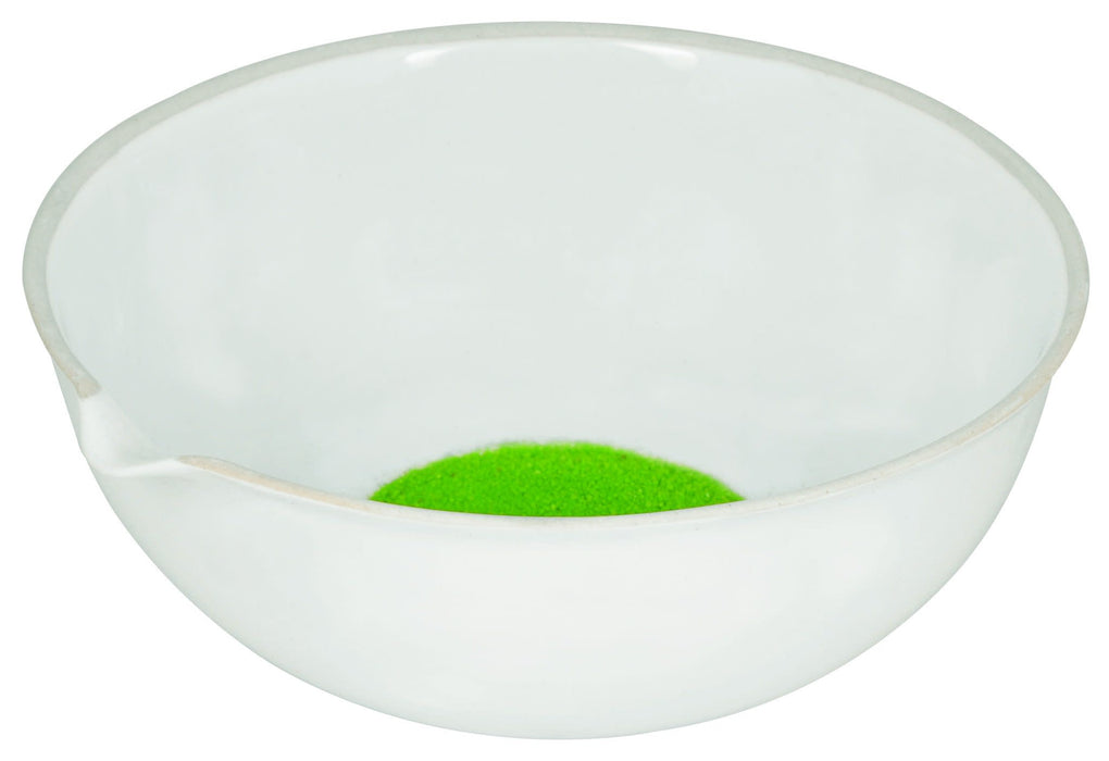 850mL capacity, Round Evaporating Dish with Spout - Porcelain - 6" Outer Diameter, 2.6" Tall