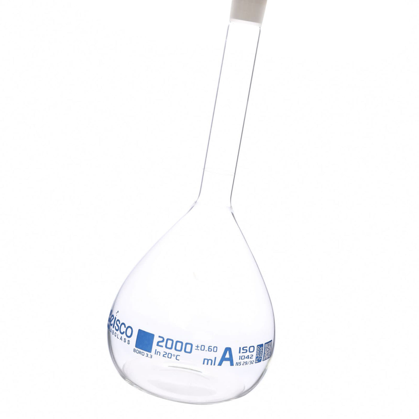 Eisco Volumetric Flask, 2000mL - Class A - Borosilicate Glass, Polyeth ...