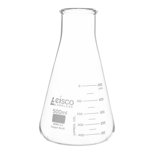 Erlenmeyer Flask, 500mL - Wide Neck - ASTM, Dual Graduated Scale