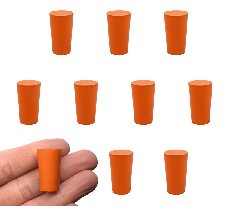10PK Rubber Stoppers - Solid - 11mm Bottom, 14mm Top, 24mm Length