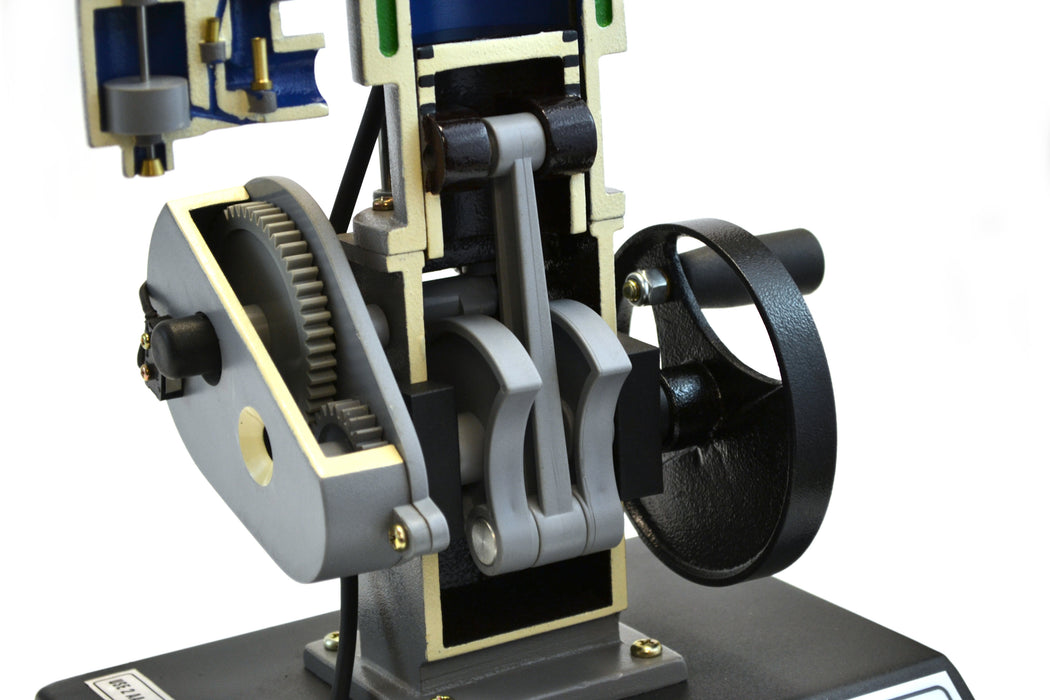 4 Stroke Gasoline Hand Crank Engine Model with Actuating Movable Parts to Demonstrate Engine Basics - 13.75" Tall - Eisco Labs