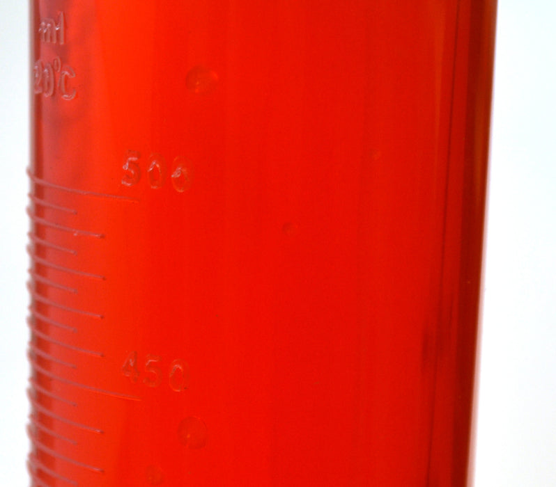 (Discontinued) Graduated Cylinder, 500mL - Class B - Round Base - Raised Graduations - Polypropylene Plastic