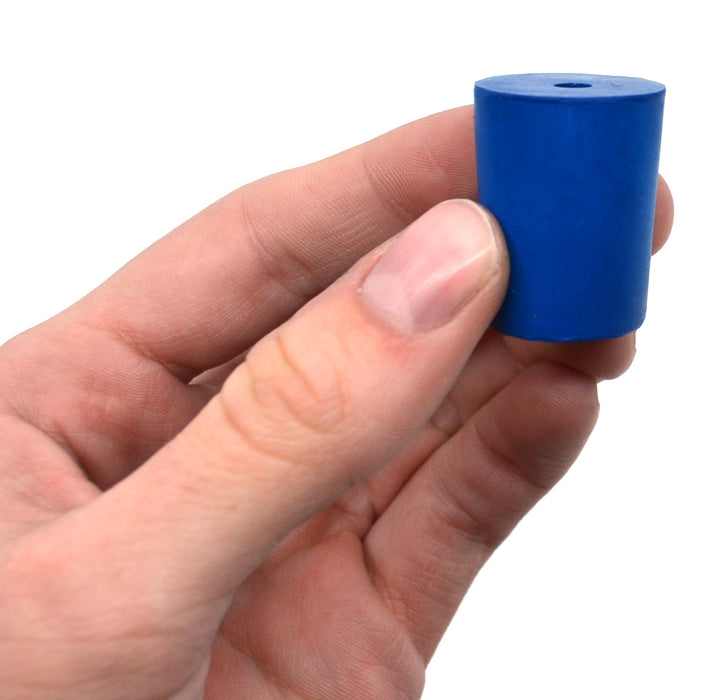 Neoprene Stoppers, 1 Hole - Blue - Size: 19mm Bottom, 22mm Top, 28mm Length - Pack of 10