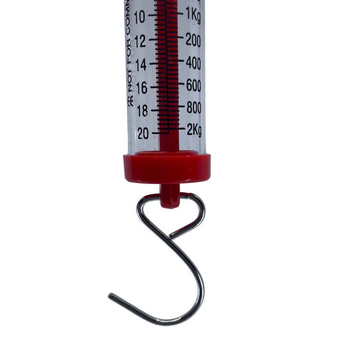 Eisco Labs - Acrylic Tubular Spring Scale (Dynamometer) 20N/2kg Capacity - Spring Scale, Pull Scale, Force Meter, Force Spring, Spring Scales for Science