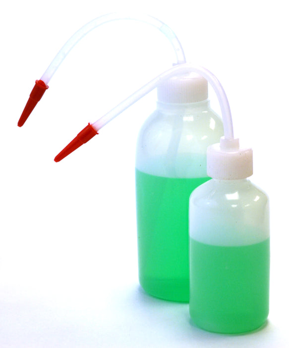 Eisco Labs 125ml, and 250ml Polyethylene Wash Bottle with Delivery Tube, Screw Cap, and Tube Cap, LDPE