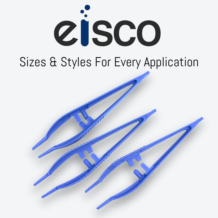 Eisco Labs - 5" Disposable Forceps - Precision Grip, Plastic Tweezers for Laboratory, Classroom, and Educational Use (12 Pack)