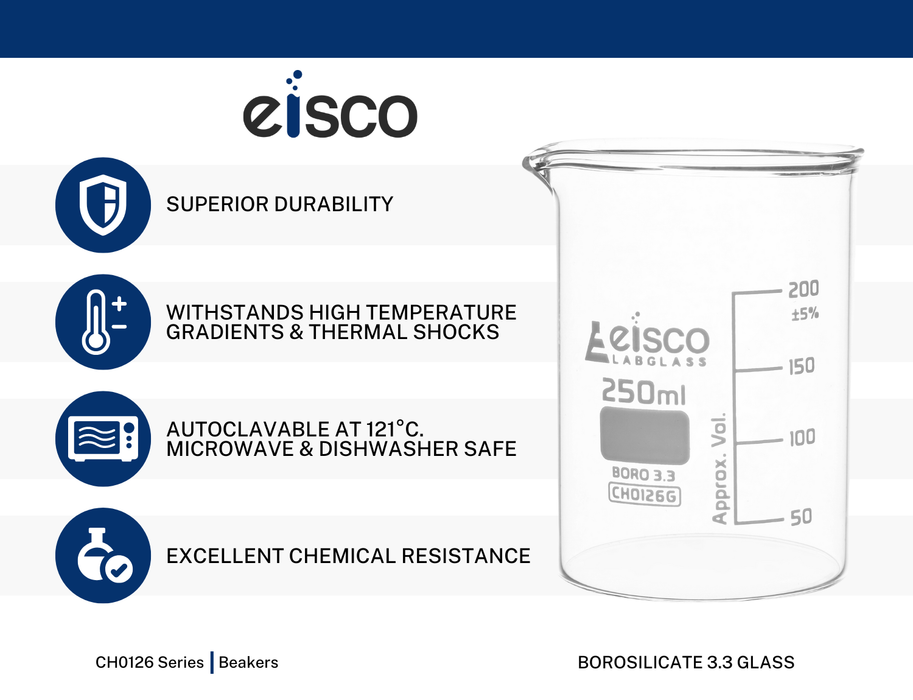 Beaker, 5000ml - Borosilicate Glass, Low Form, - 500ml Graduations