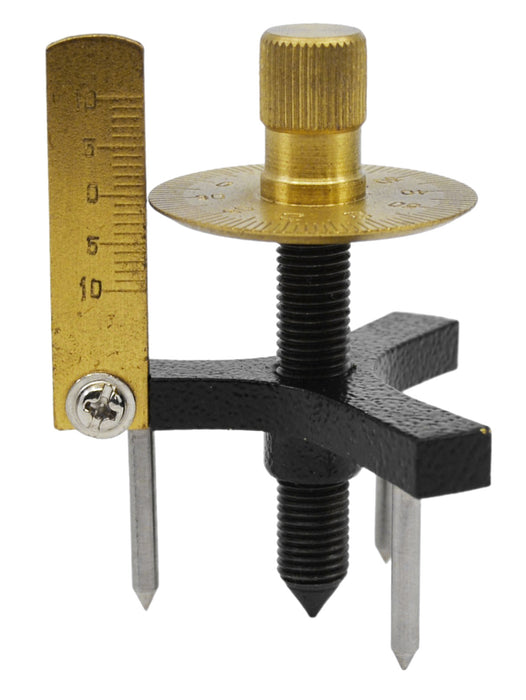 Spherometer, 2.5 Inch - 40mm Brass Dial Head - Includes 3 Stainless Steel Legs - 1mm Pitch, 0-10mm Micrometer Scale - For Use in Measuring the Radius of Curvature of Spherical Lenses - Eisco Labs