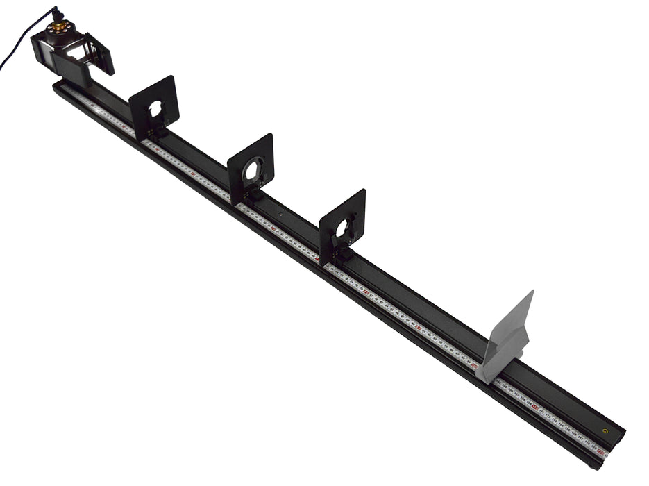 Optical Bench Set, for Introductory Optics Experiments - Includes Lamp Housing, Lens and Slide Holder, Plate Mirror, Slit Plates and More - Eisco Labs