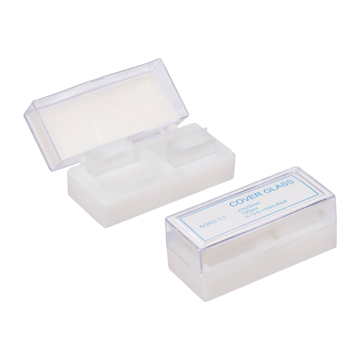 100pcs Premium Glass Coverslips, Square 22x22mm - Thickness 0.13-0.17mm - Borosilicate Cover Glasses for Microscope Slides