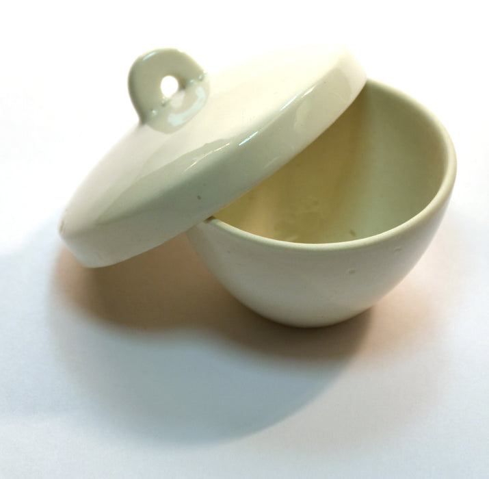 Porcelain Crucible with Lid, 30mL Capacity - Squat Form