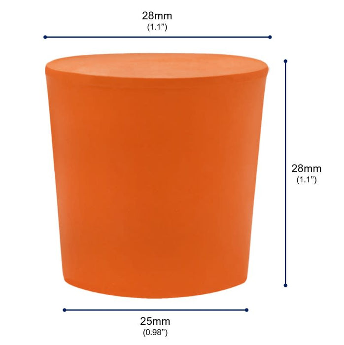 10PK Rubber Stoppers - Solid - 25mm Bottom, 28mm Top, 28mm Length
