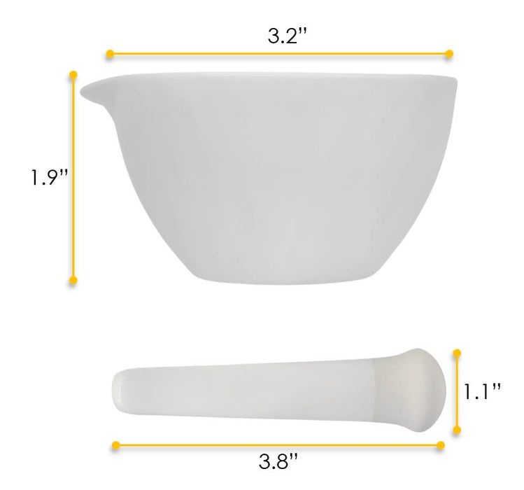 Porcelain Mortar & Pestle Set, 2oz - Unglazed Grinding Surface