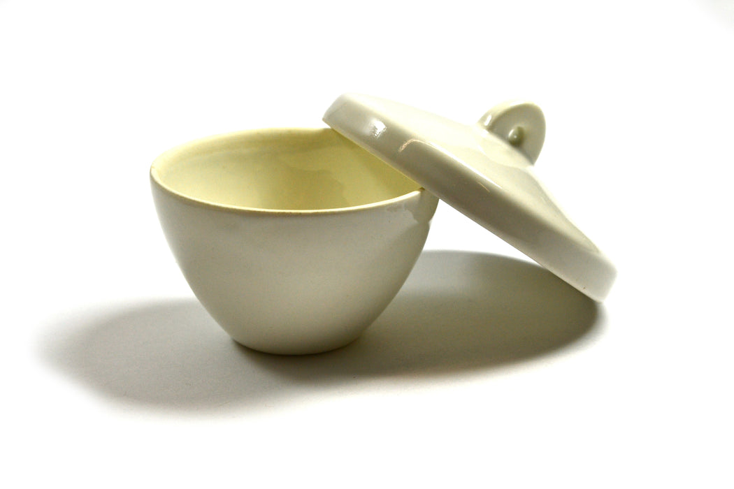Porcelain Crucible with Lid, 50mL Capacity - Squat Form