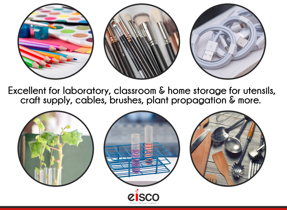 Blue Epoxy Coated Steel Wire Test Tube Rack, 80 Holes, Outer Diameter Permitted of Tubes 18-20mm or Less , 8x10 Format